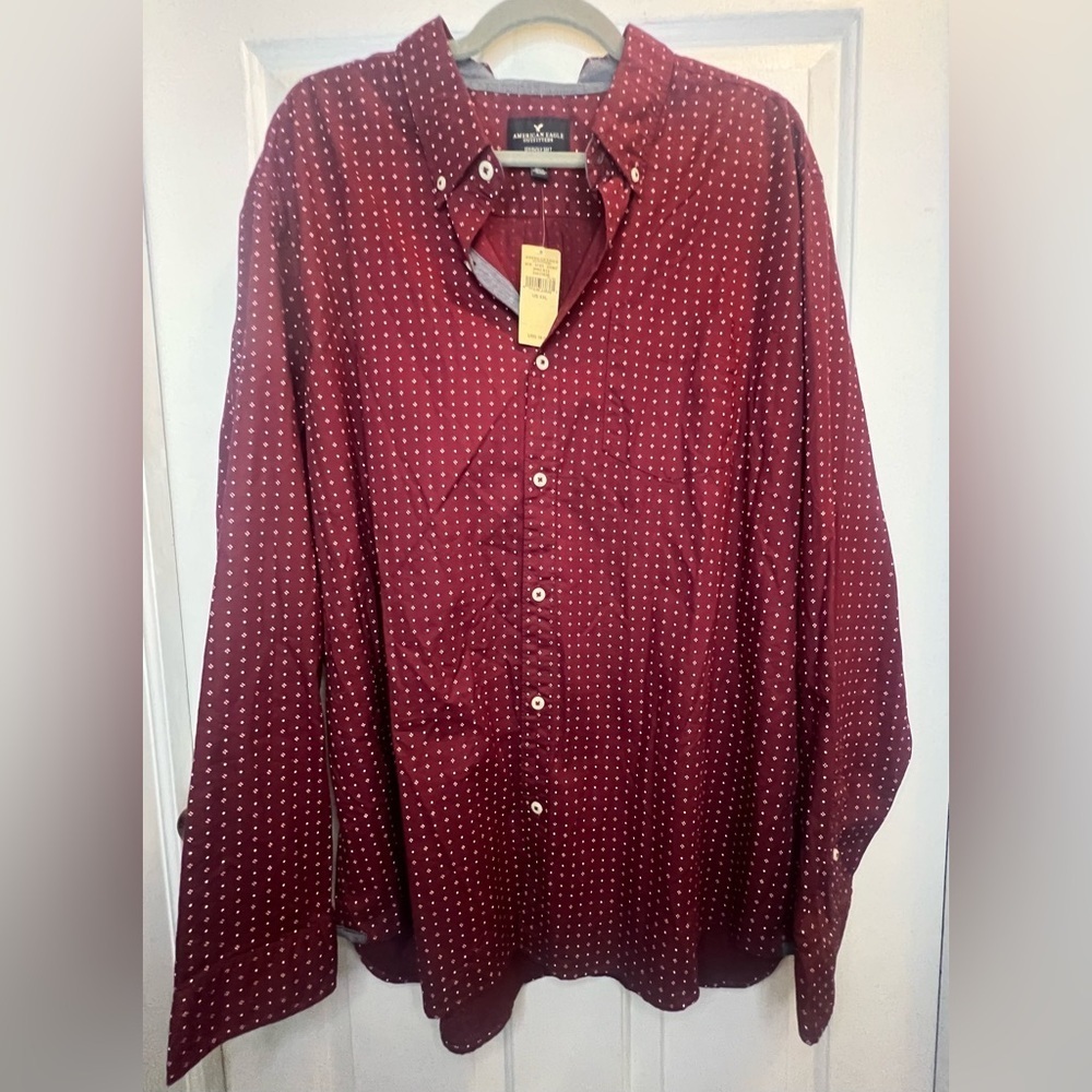 American Eagle Outfitters Burgundy Casual Button Down Shirt